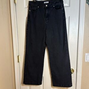 ETTELO Denim Collection Women’s High Rise Black Wide Leg Jeans Size‎ 14